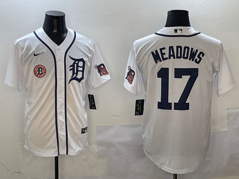 Men Detroit Tigers #17 Meadows White Game 2025 Nike MLB Jersey style 3115->detroit tigers->MLB Jersey